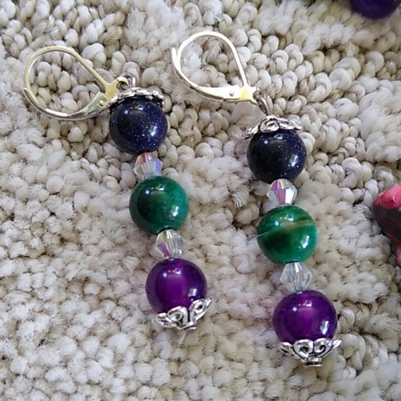 Handmade Gemstone Necklace Set Jasper Cross - Picture 3 of 8